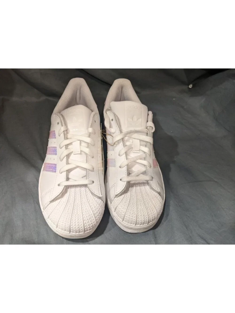 Adidas Superstar C Sneakers White/Halo Blue JQ1789 Girls Size 3 NEW NO BOX!